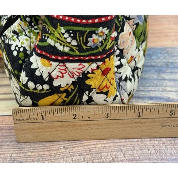 Vera Bradley Black Floral Quilted Shoulder Bag with Red, Yellow & Green Accents - Picture 4 of 8